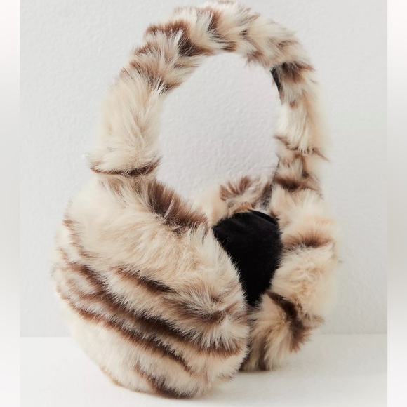 Free People Brindle Stripe Faux Fur EarwarmersNWT